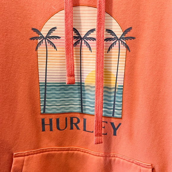 Size L • Hurley Coral Sunset Hoodie – Graphic Palm Logo - Picture 4 of 9